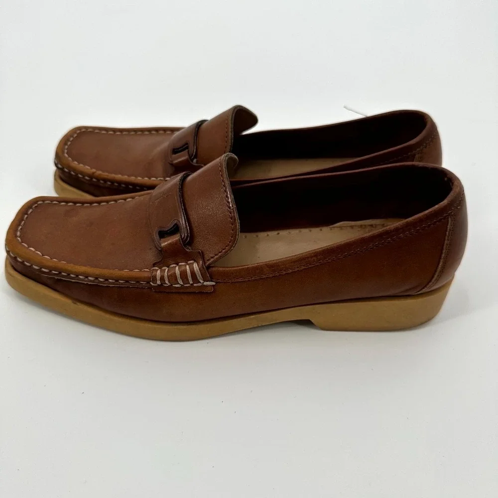 Vintage‎ Salvatore Ferragamo Boat Shoes Women's Size 6 Brown Leather Square Toe